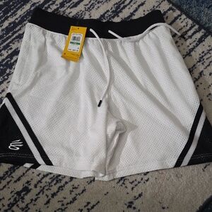 Under Armour Black and White Curry Mesh Shorts